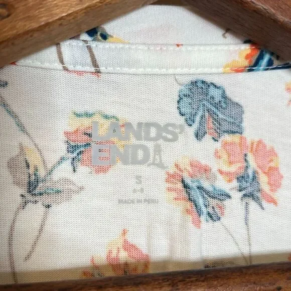 Lands' End Floral Crew Neck 100% Cotton Long Sleeve T-Shirt Multicolor Small - Picture 5 of 8